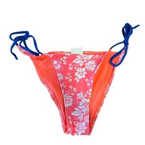 Abercrombie & Fitch Floral Tie Side Bikini Bottom Coral Blue Size XS